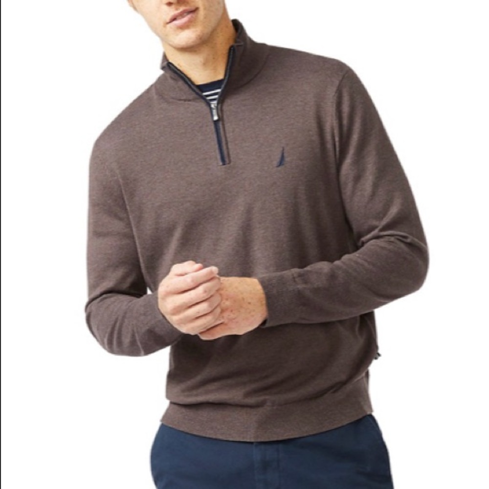 NWT  Brown Nautica Navtech Quarter Zip Jacket